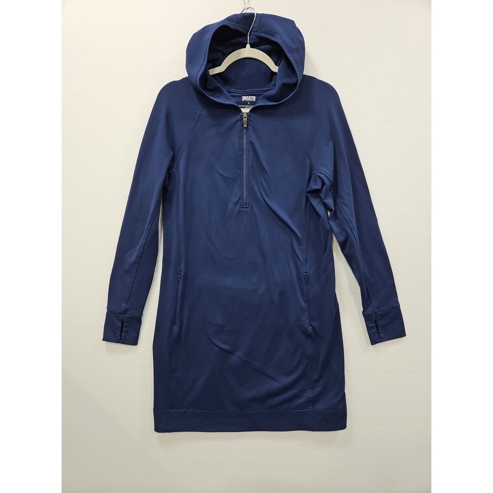 Duluth Trading Hot NoGA Stretch Hoodie Dress Womens S Navy Blue Pockets Outdoor